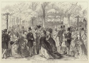 Moderigtig promenade og koncert på Champs Elysees, Paris (gravering) af English School