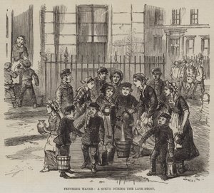 Henter vand, en scene under den sene frost (gravering) af English School