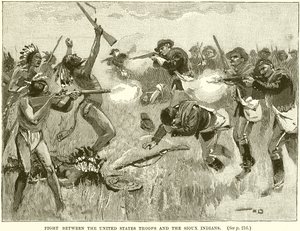 Kamp mellem de amerikanske tropper og Sioux-indianerne af English School