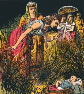 At finde spædbarnet Moses af English School