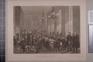 Første chartistmøde, British Coffee House på Cockspur Street, 1839 af English School
