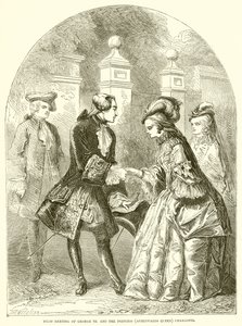 Første møde med George III. og prinsessen (bagefter dronning) Charlotte af English School