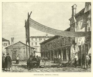 Fiskemarked, Chioggia, Venedig af English School