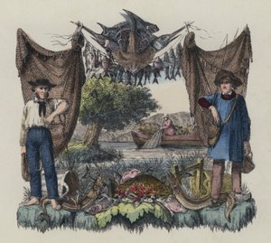 Fisk og fiskeri (farvegravering) af English School