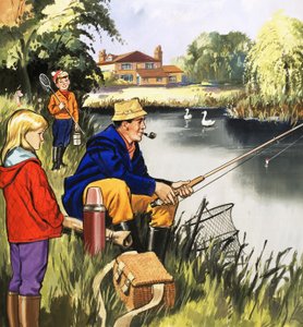 Fisker på en flodbred af English School