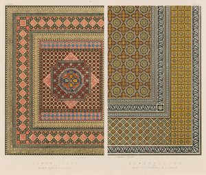 Floor Cloth af Mrs Hare and Co, Bristol; Kamptulicon af herrerne F C Tresrail og Co, London af English School