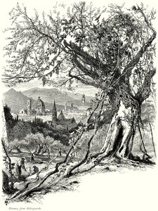 Firenze, fra Bellosguardo (kobberstik) af English School