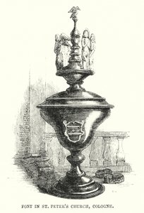 Font i Peterskirken, Köln (gravering) af English School