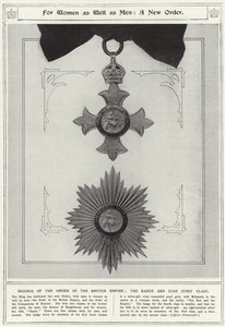 For kvinder såvel som mænd, en ny orden, insignier af det britiske imperiums orden, emblemet og stjernen, første klasse af English School