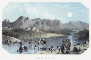 Fords of the Kishon (farvet gravering) af English School