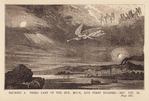 Vierter Engel bläst seine Trompete und verdunkelt Sonne, Mond und Sterne (Gravur)