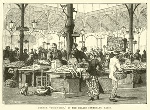 Franske fiskekoner, i Halles Centrales, Paris af English School