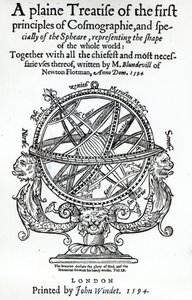 Frontispiz aus A Plain Treatise of the First Principles of Cosmographie von Thomas Blundeville, veröffentlicht 1594