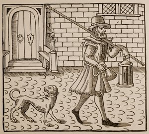 Frontispice fra The Bellman of London, af Thomas Dekker (1572-1632), 1616 (sepia foto) af English School
