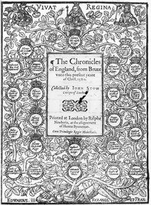 Frontispice af The Chronicles of England af John Stow (ca. 1525-1605), 1580 af English School