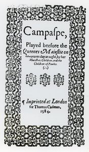 Frontispice til Campaspe af John Lyly (ca. 1554-1606) 1584 af English School