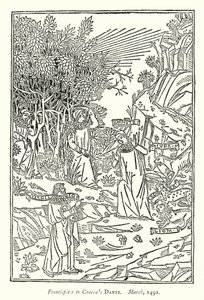 Frontispice til Coaecas Dante, marts 1491 (gravering) af English School