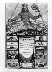 Frontispice to Leviathan or the matter, forme and power of a common Wealth Ecclesiasticall and Civil, 1651, af Thomas Hobbes (1588-1679) af Malmesbury af English School