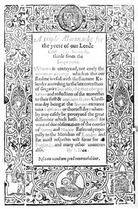 Frontispice til en romersk kalender, 1591 af English School