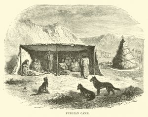 Fuegian Camp, Tierra del Fuego, 1890 af English School