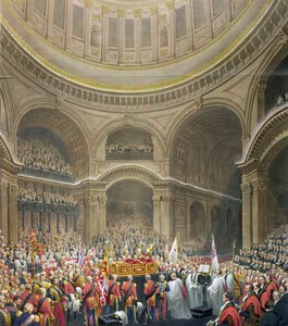 Begravelse af Arthur Wellesley (1769-1852) Hertug af Wellington i St. Pauls Cathedral, indgraveret af J. Thomson og E.J. Parris, 1852 af English School