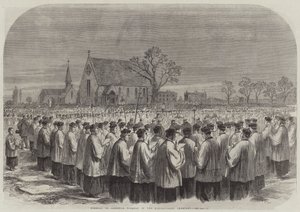Kardinal Wisemans begravelse på Kensal-Green Cemetery (gravering) af English School