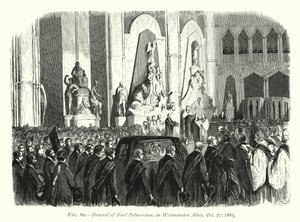 Begravelse af Earl Palmerston, i Westminster Abbey, 27. oktober 1865 (gravering) af English School