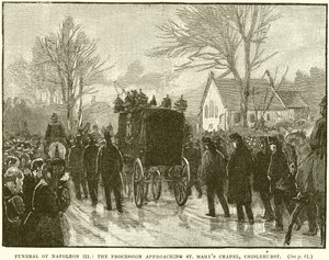 Begravelse af Napoleon III: Processionen nærmer sig St. Marys Chapel, Chislehurst af English School