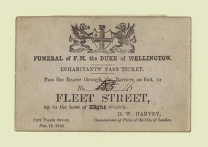 Begravelse af The Duke of Wellington, Inhabitants Pass Ticket af English School