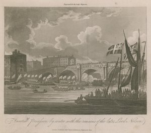Begravelsesoptog til vands med resterne af afdøde Lord Nelson af English School