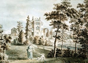 Havepavillon i en park, ca. 1725 (akvarel på papir) af English School