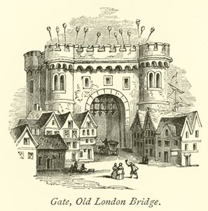 Gate, Old London Bridge  af English School