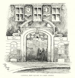 Gateway, New Square til Carey Street (litho) af English School