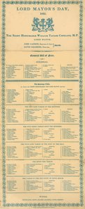 General Bill of Fare for Lord Mayors Day, Guildhall, London, 9. november 1835 af English School