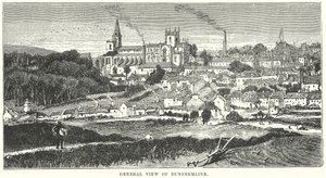 Generel udsigt over Dunfermline (gravering) af English School