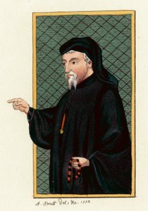 Geoffrey Chaucer (farvet gravering) af English School