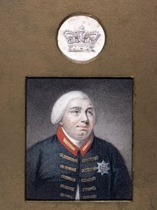 George III (1738-1820) i Windsor Uniform, ca. 1790 (farvet stiplet gravering) af English School