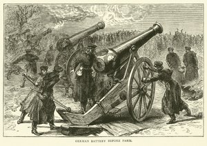 Tysk batteri før Paris, januar 1871 af English School