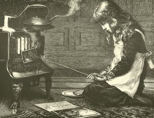 Girl cooking toast on the stove  af English School