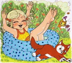 Pige hygger sig i soppebassinet af English School