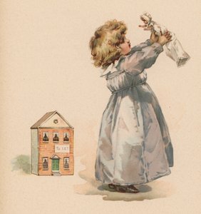 Pige med dukke (chromolitho) af English School