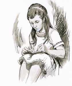 Pige skriver af English School