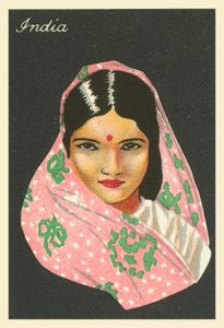 Piger fra mange lande: Indien (farvelitografi) af English School
