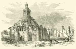 Glastonbury Abbey (gravering) af English School