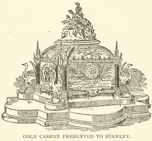 Guldkiste præsenteret for Stanley (gravering) af English School