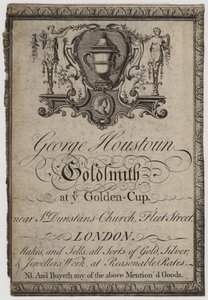 Guld- og sølvsmede, George Houstoun, handelskort af English School