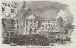 Great Fire at Quebec (gravering) af English School