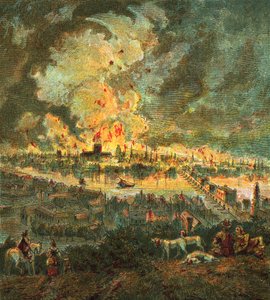 Great Fire of London (1666) af English School