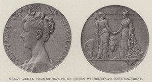 Stor medalje til minde om dronning Wilhelminas tronbesættelse (gravering) af English School