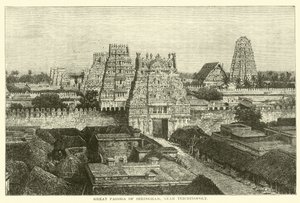 Great Pagoda of Seringham, nær Trichinopoly af English School